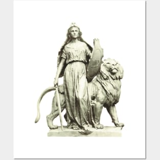 The Law in its feminine form and with the necessary strength and weapons like a lion that commands respect. Vintage photo Posters and Art